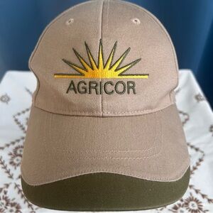 Rare Vintage AGRICOR Advertising Greige Green Cap America Trucker Hat Adjustable